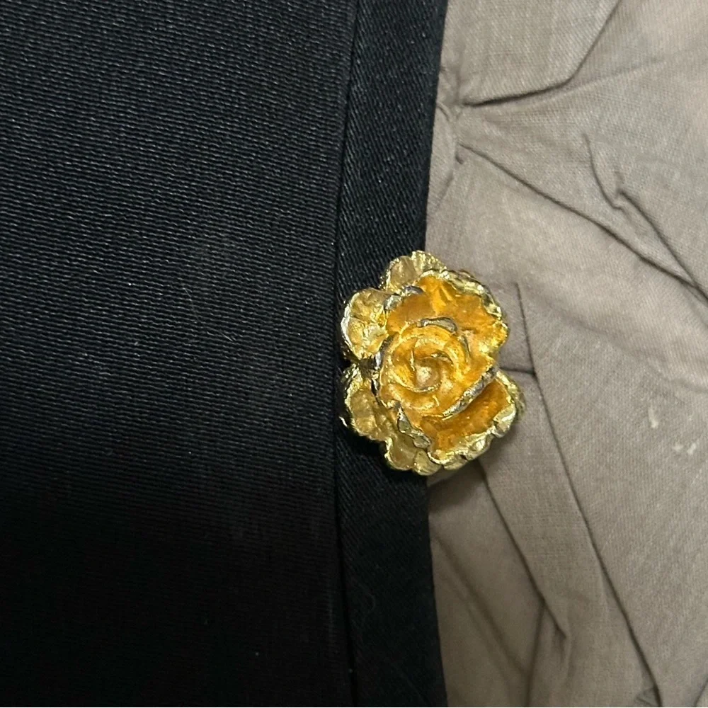 Elegant Black Clutch with Gold Accent Rose Clasp